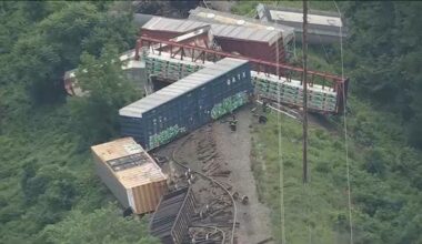 Freight train derails in Bensalem, sending multiple cars off the tracks; residents urged to shelter in place