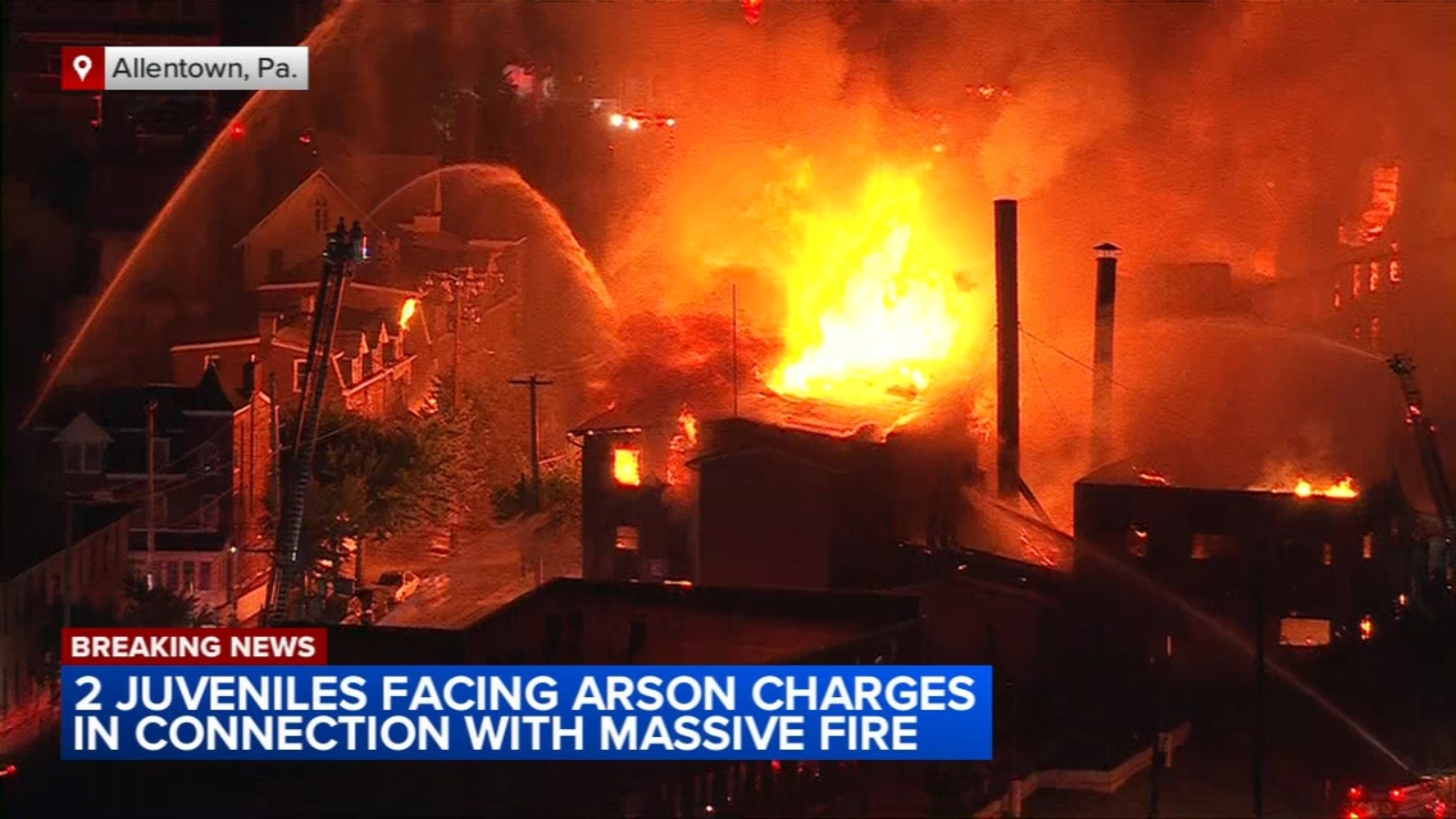 2 juveniles charged with arson following massive 6-alarm fire in Allentown, Pa.