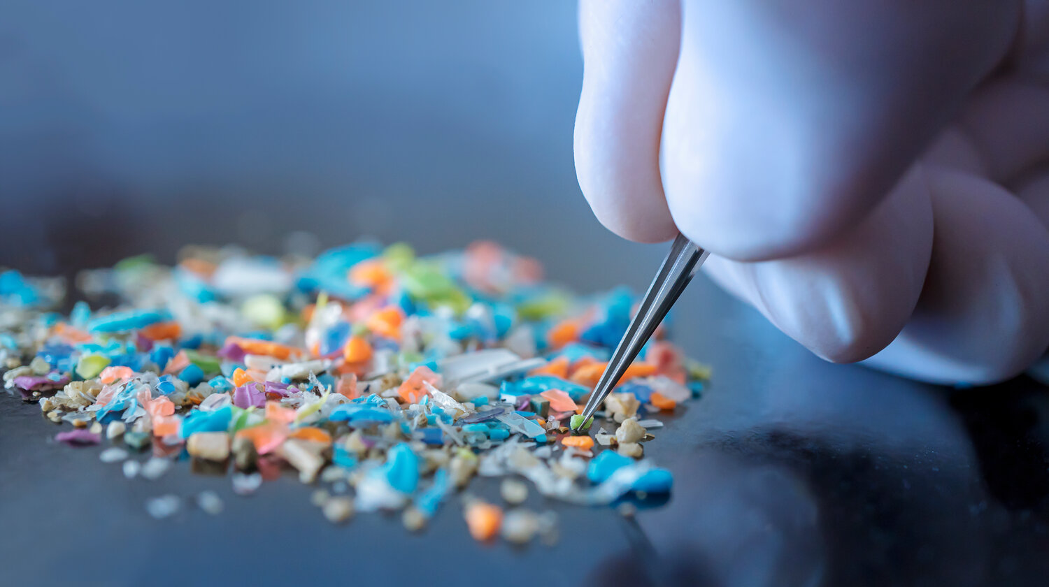 Macro shot of micro plastics. Cool blue filter applied.