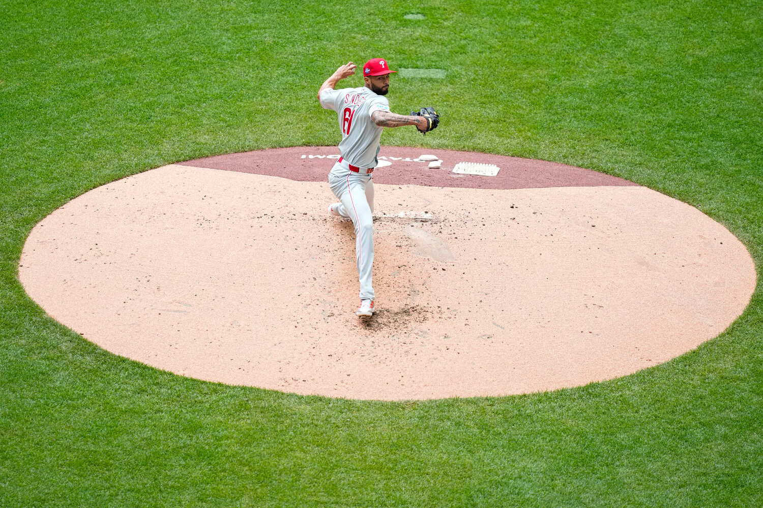 Philadelphia Phillies pitcher Cristopher Sanchez (61) throws a pitch during the second inning against the Milwaukee Brewers at American Family Field.