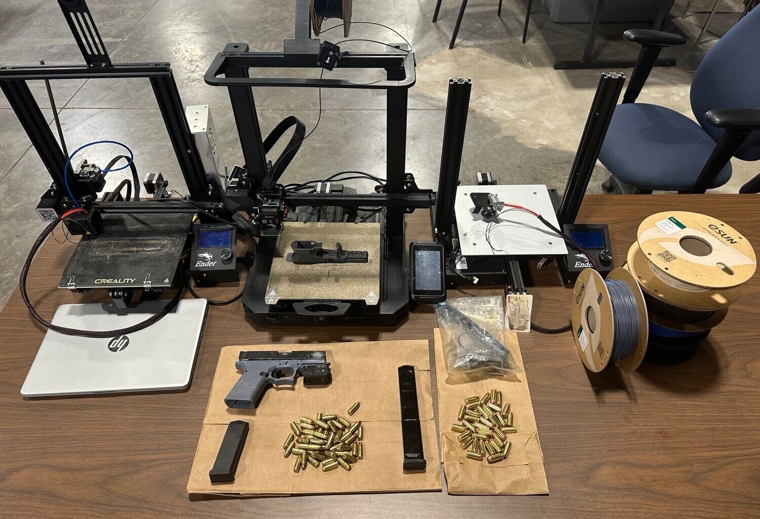 Prosecutors say the pictured items were recovered in a search of the Chew Avenue apartment.