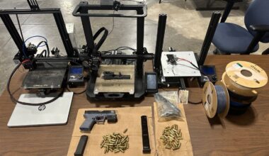 Prosecutors say the pictured items were recovered in a search of the Chew Avenue apartment.