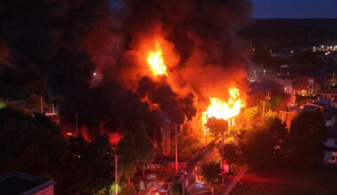 Massive fire burns through commercial building in eastern Pennsylvania