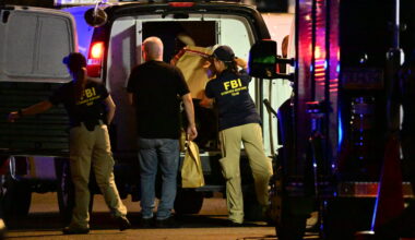 FBI agents from the Evidence Response Team removed over 30 boxes and bags of evidence following the raid of a home on the 400 block of West Chew Avenue in the Olney neighborhood in Philadelphia, Pennsylvania.