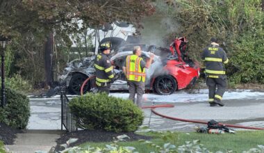 Vehicle strikes utility pole, catches fire in Churchill, Allegheny ﻿County
