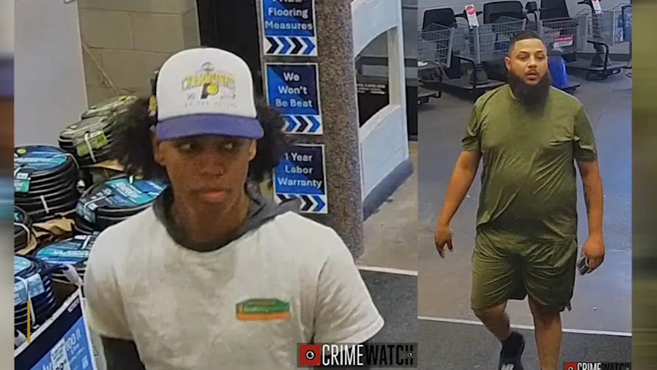 Surveillance images have been released of two people accused of stealing air conditioners from a Lowe's department store in Bensalem.