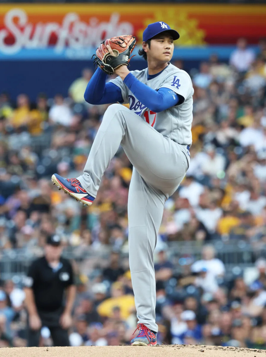Jun 10, 2026; Pittsburgh, Pennsylvania, USA; Los Angeles Dodgers two-way player Shohei Ohtani (17) pitches against the Pittsburgh Pirates during the second inning at PNC Park. Mandatory Credit: Charles LeClaire-Imagn Images
