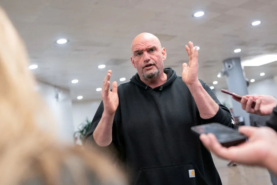 U.S. Senator John Fetterman (D-PA) speaks with members of the media at the U.S. Capitol, in Washington, D.C., U.S., March 12, 2025.