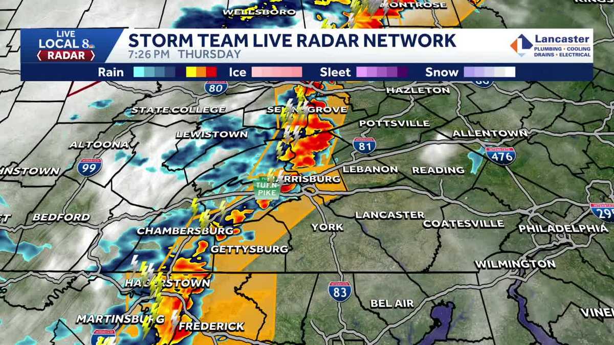 Severe thunderstorm warning issued for South-Central Pennsylvania counties
