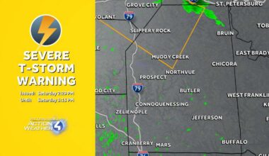 Severe Thunderstorm Warning in place for parts of Western Pa.