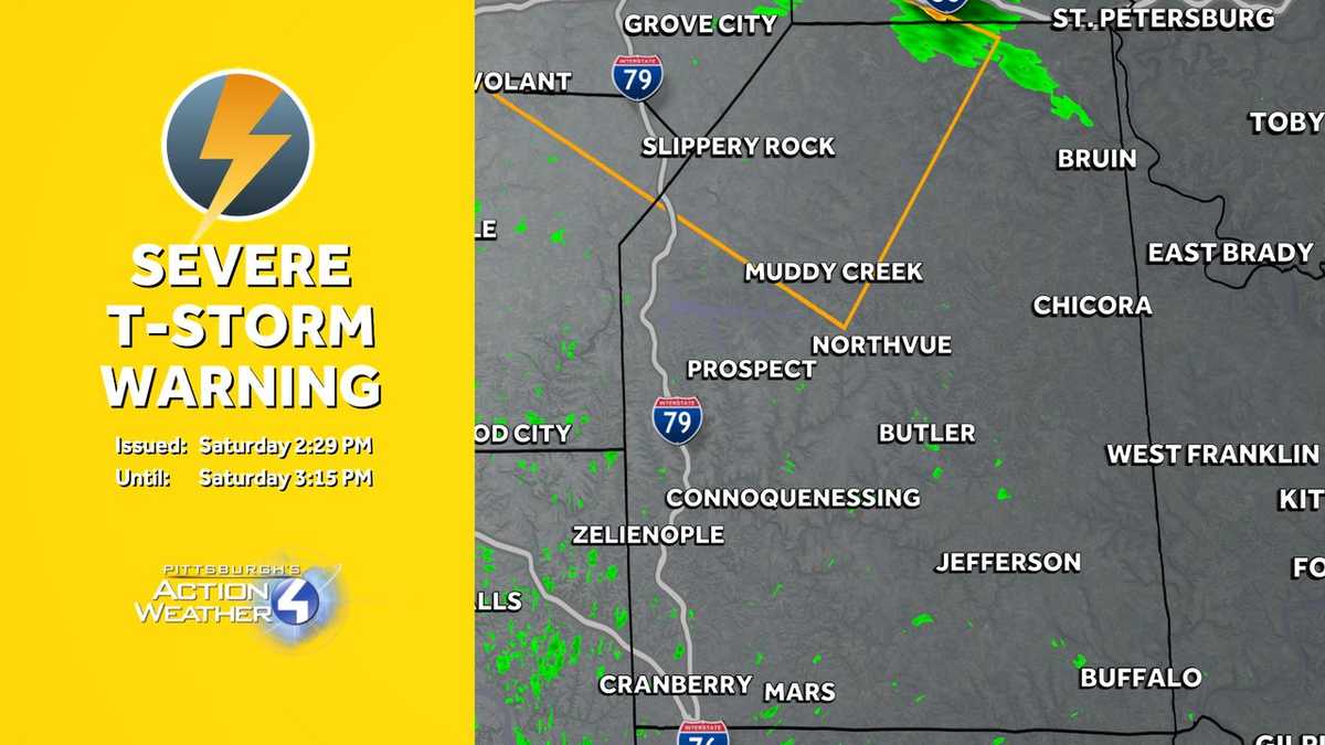 Severe Thunderstorm Warning in place for parts of Western Pa.