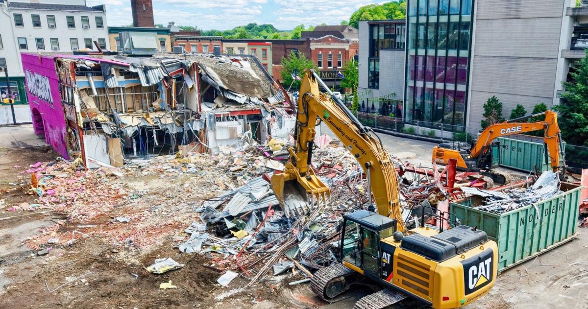 Easton’s pink bank gets its final makeover: Demolition | Easton Area