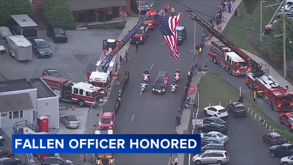 Procession honors officer killed in crash while responding to call in Pennsylvania - images taken on June 2, 2026.