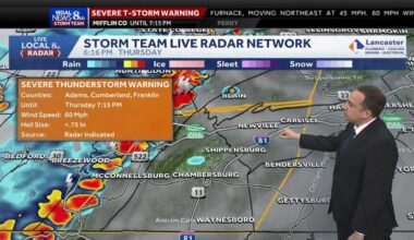Severe thunderstorm warning issued for several South-Central Pennsylvania counties
