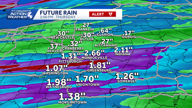 some locations could see over an inch of rain thursday morning, leading to a localized flooding threat.