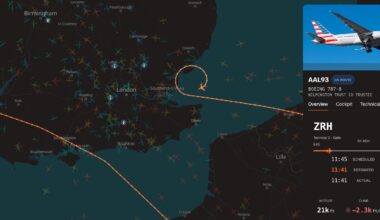 American Airlines flight AA93 to Philadelphia is declaring an emergency off UK coast