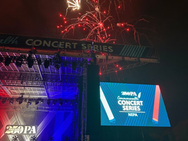 A fireworks show followed the Lady A concert in Kirby Park in Wilkes-Barre. (Bob Kalinowski / Staff Photographer)