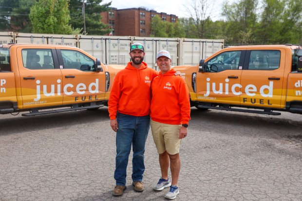 Chris, left, and Bill Kroski, Co-Owners of Juiced Fuel NEPA. (JASON ARDAN / STAFF PHOTOGRAPHER)