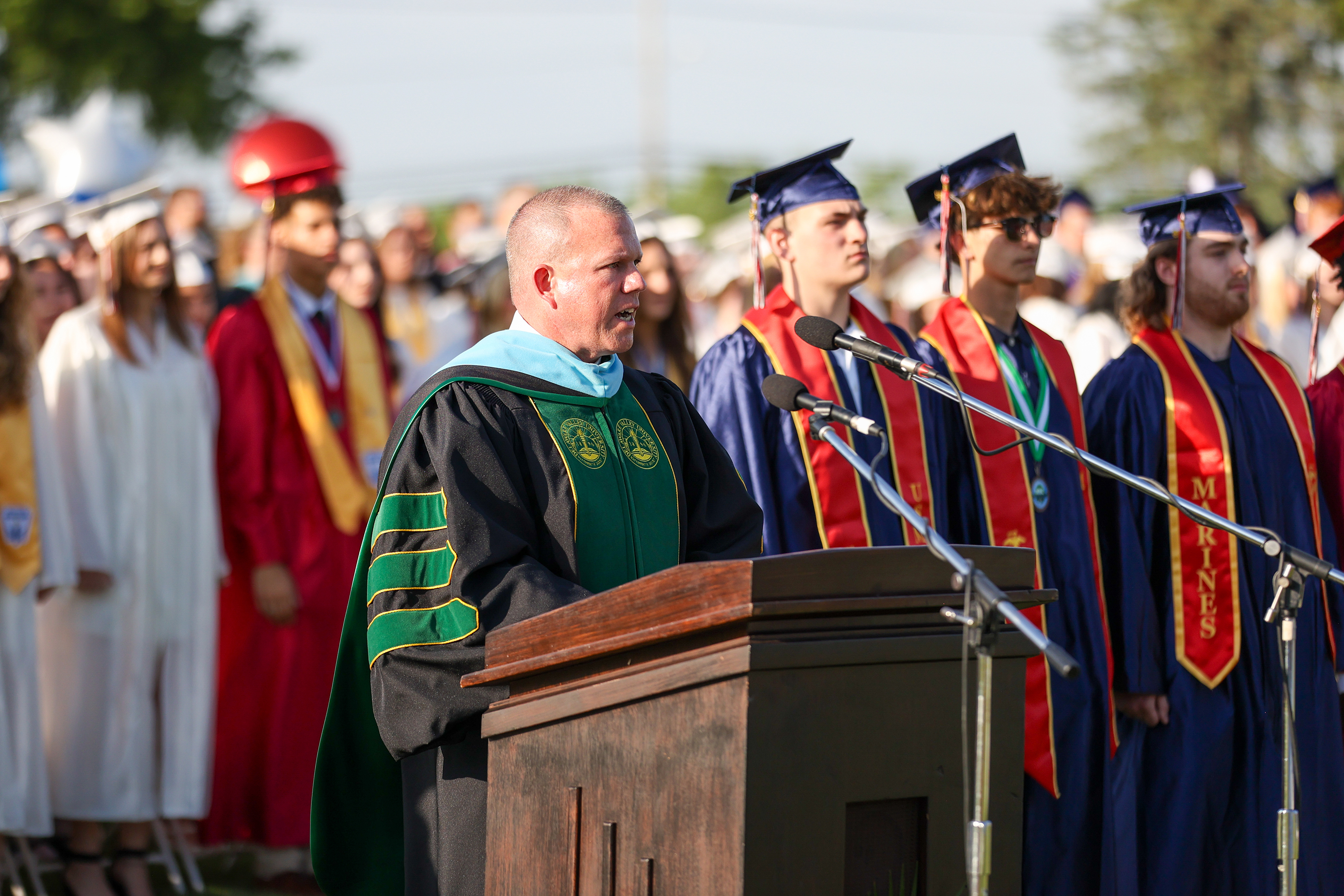 Principal Dr. Chris Lazevnick speaks during the 60th annual Pittston...