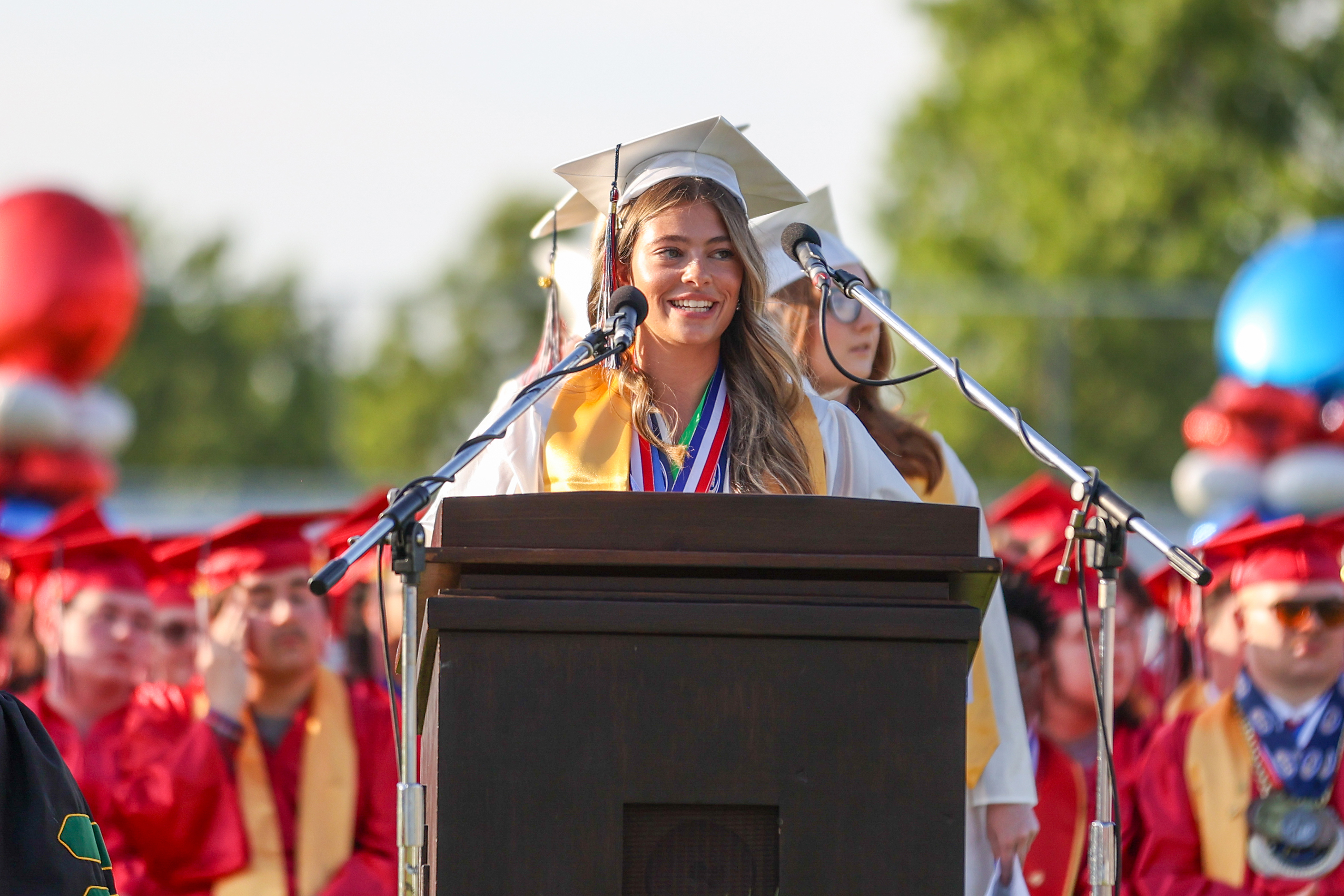 Samantha Herbert, one of five valedictorians, speaks during the 60th...