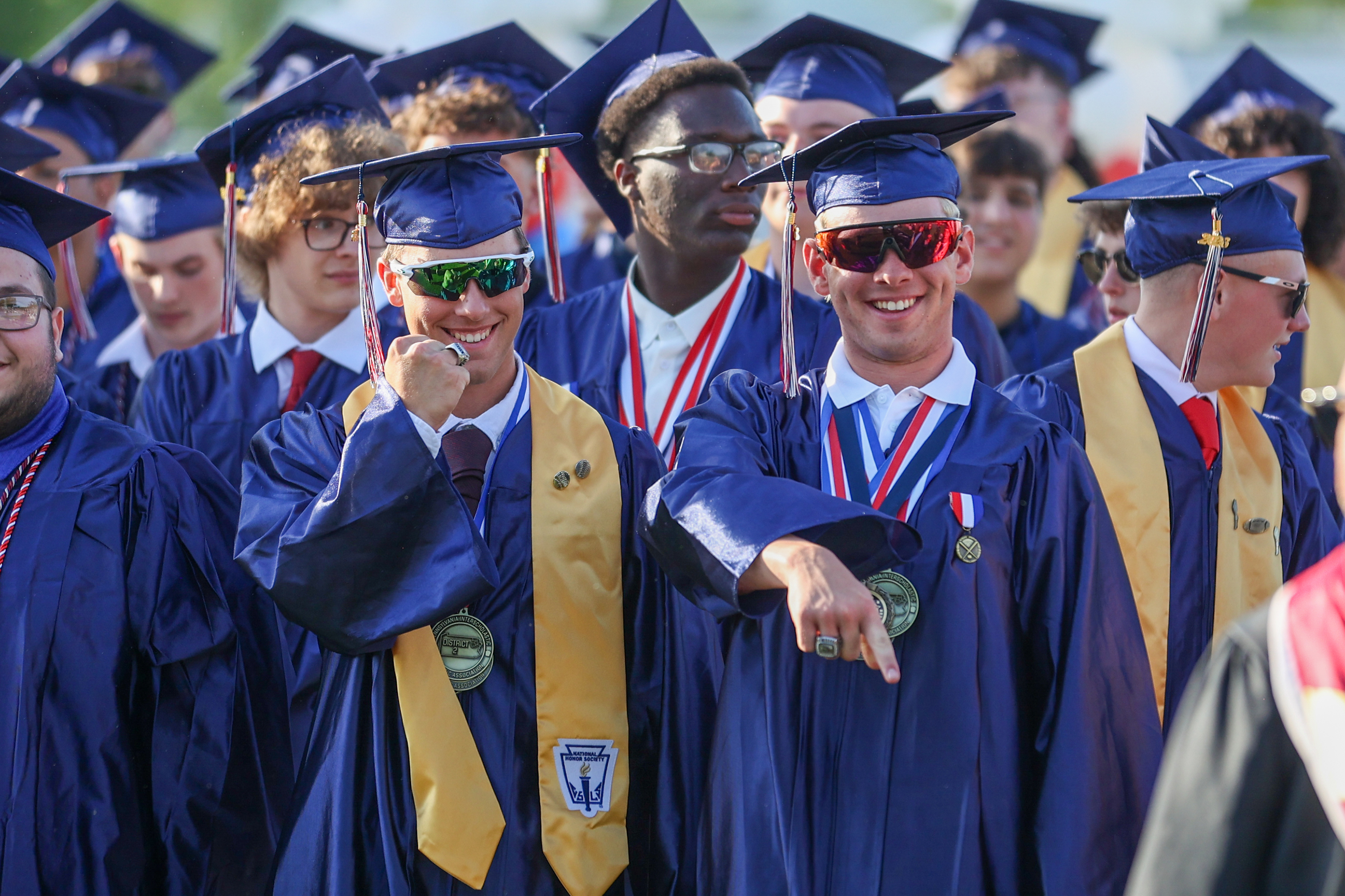 Soon-to-be graduates look on during the 60th annual Pittston Area...