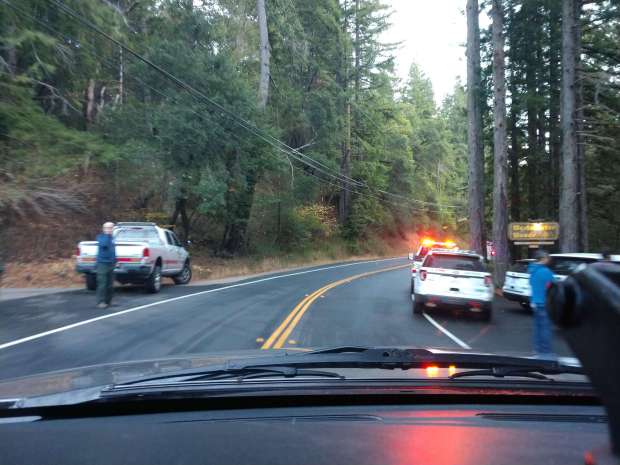 Sonoma County sheriff's deputies closed Bohemian Highway during a standoff with four individuals who barricaded a Camp Meeker retreat center Friday, Nov. 15, 2019. The four individuals arrested became known as part of a cultlike group, the Zizians, with some members now allegedly connected with a series of killings and deaths across the country. (Pat Paterson / The Press Democrat file)