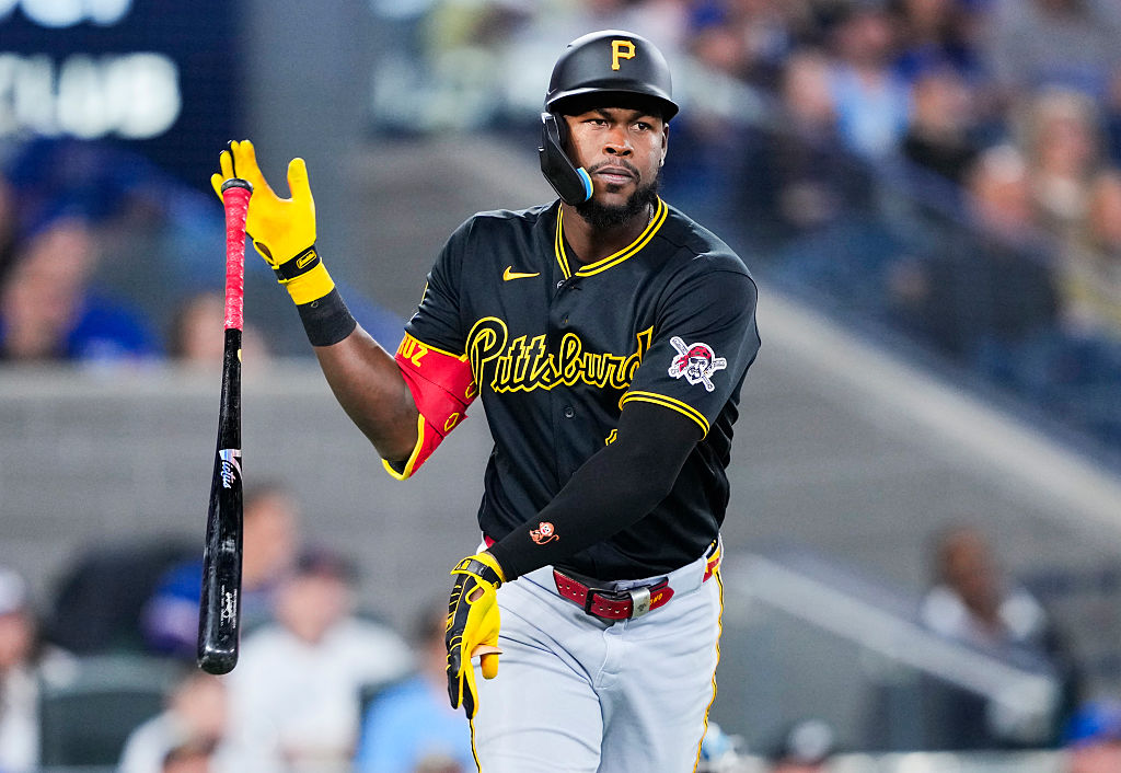 TORONTO, CANADA - MAY 24: Oneil Cruz #15 of the Pittsburgh Pirates celebrates a home run against the Toronto Blue Jays during the second inning in their MLB game at the Rogers Centre on May 24, 2026 in Toronto, Ontario, Canada. (Photo by Mark Blinch/Getty Images)