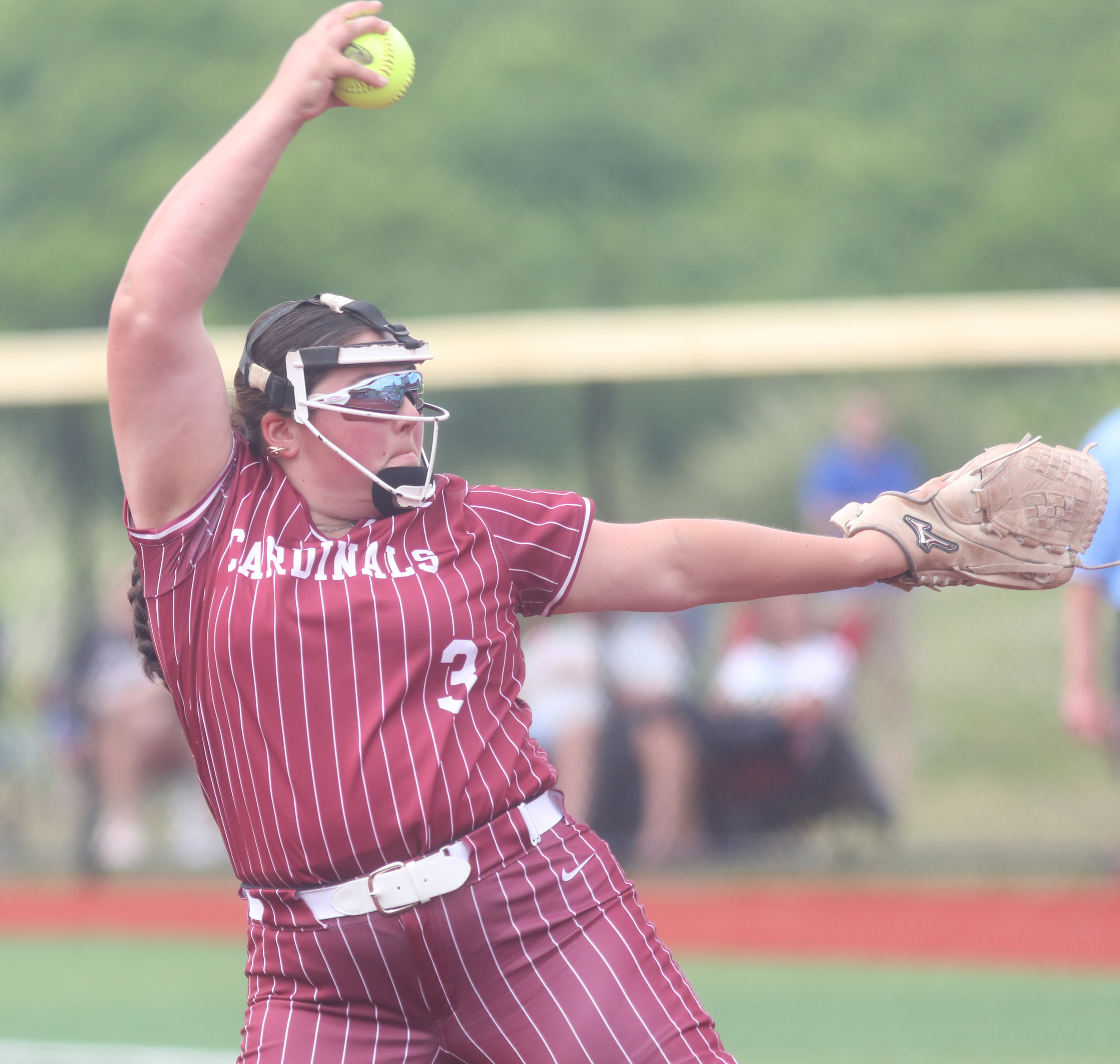 Pine Grove Chelcy Clark (3) winds up to deliver the...