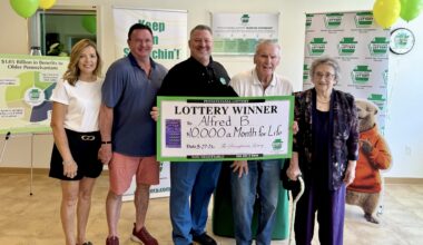 Berks senior presented with commemorative check after winning $10K a Month For Life on PA Lottery scratch-off