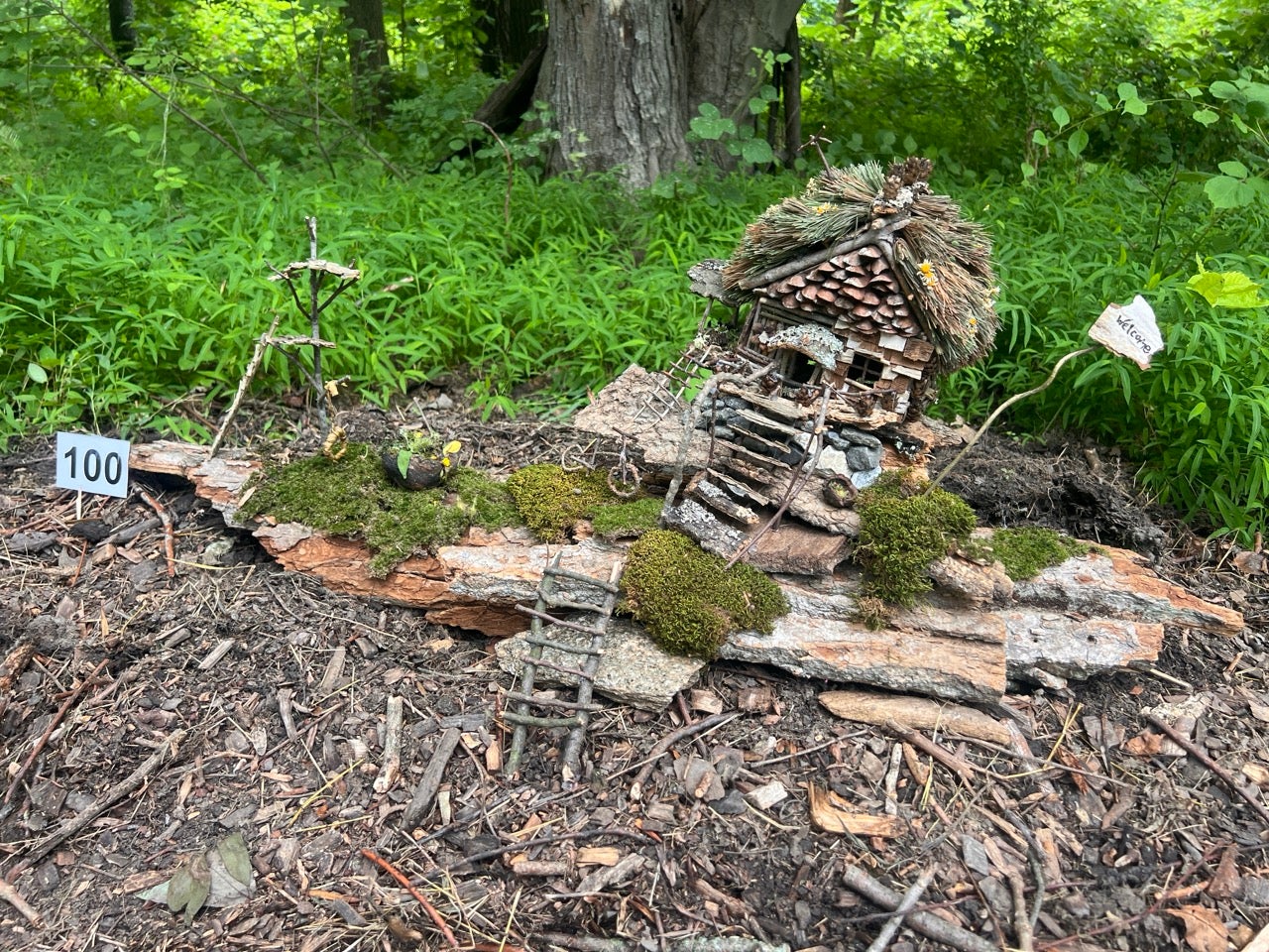 One of the Fairy Houses submitted to the Schuylkill Environmental Center for their Fairytale Trail at the 2nd Annual Philadelphia Fairy Festival. All made of natural materials like wood and leaves.