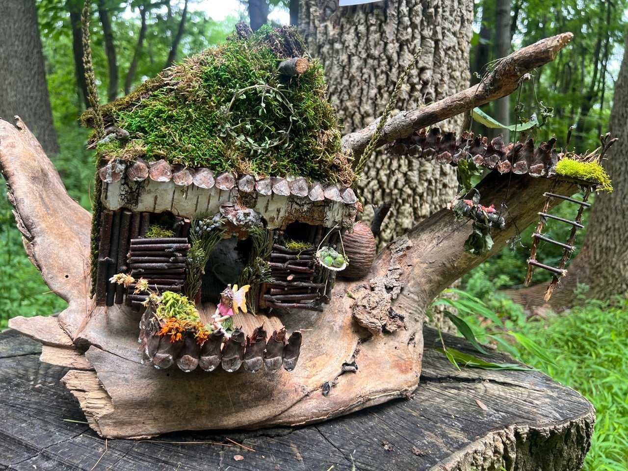 One of the Fairy Houses submitted to the Schuylkill Environmental Center for their Fairytale Trail at the 2nd Annual Philadelphia Fairy Festival. All made of natural materials like wood and leaves.