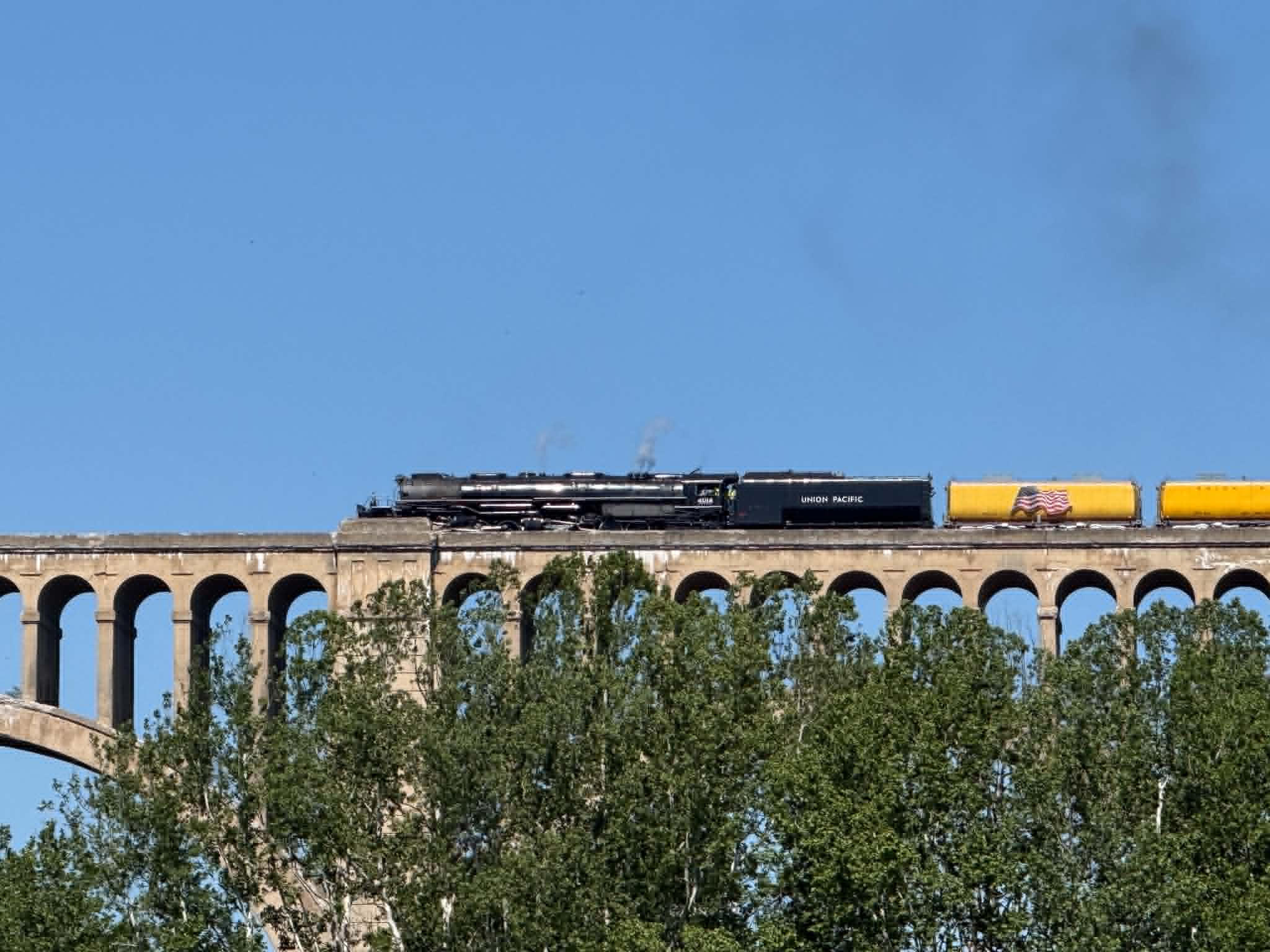 The Big Boy crosses the Nicholson Viaduct on Saturday, June...