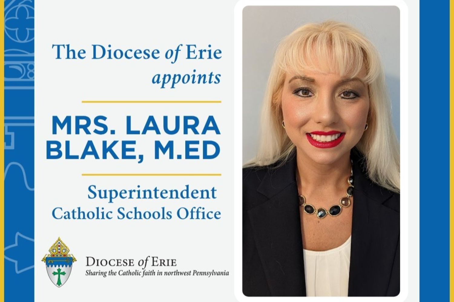 Laura Blake Officially Takes the Helm as Diocese of Erie Schools Superintendent