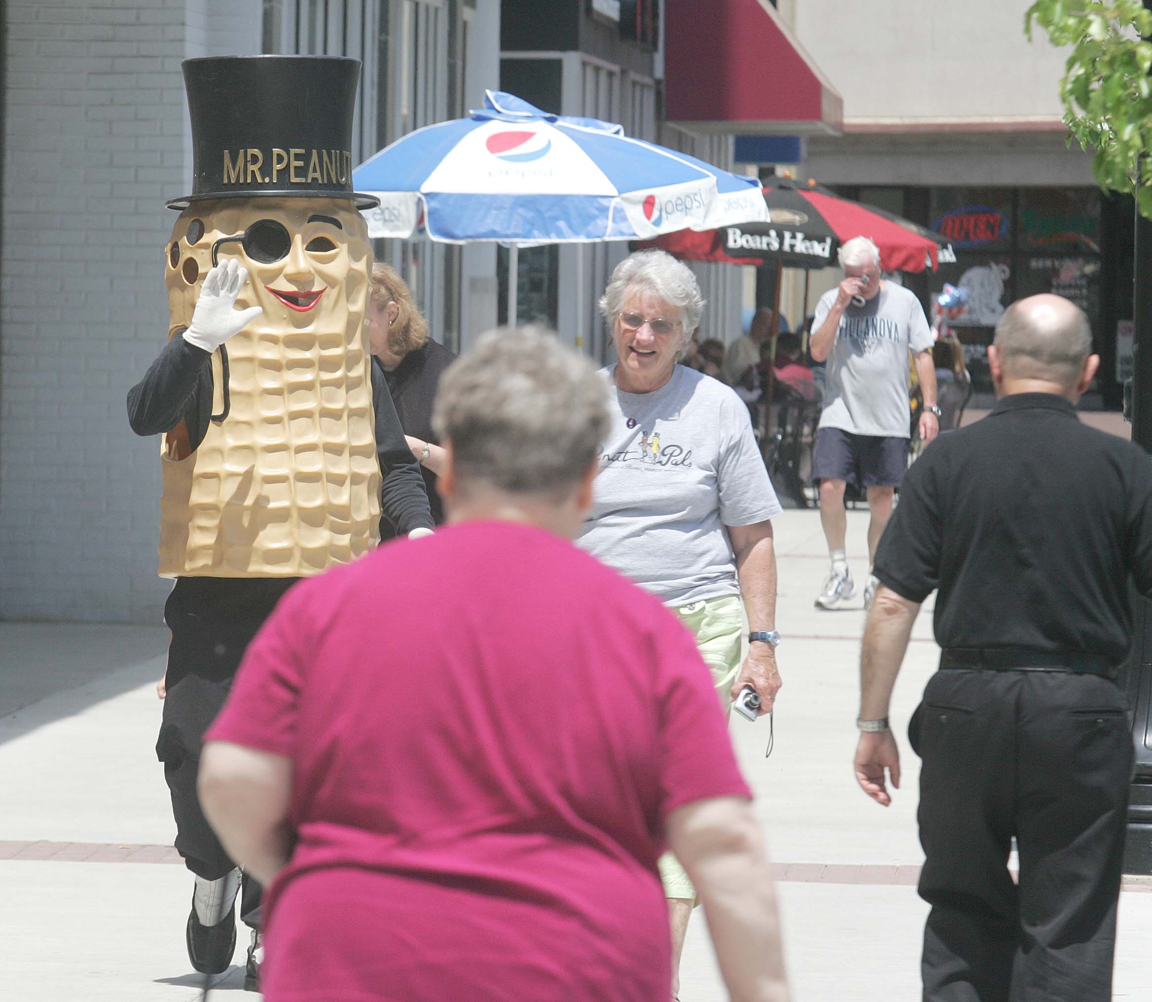 Mr. Peanut strolls around Public Square as part of national...