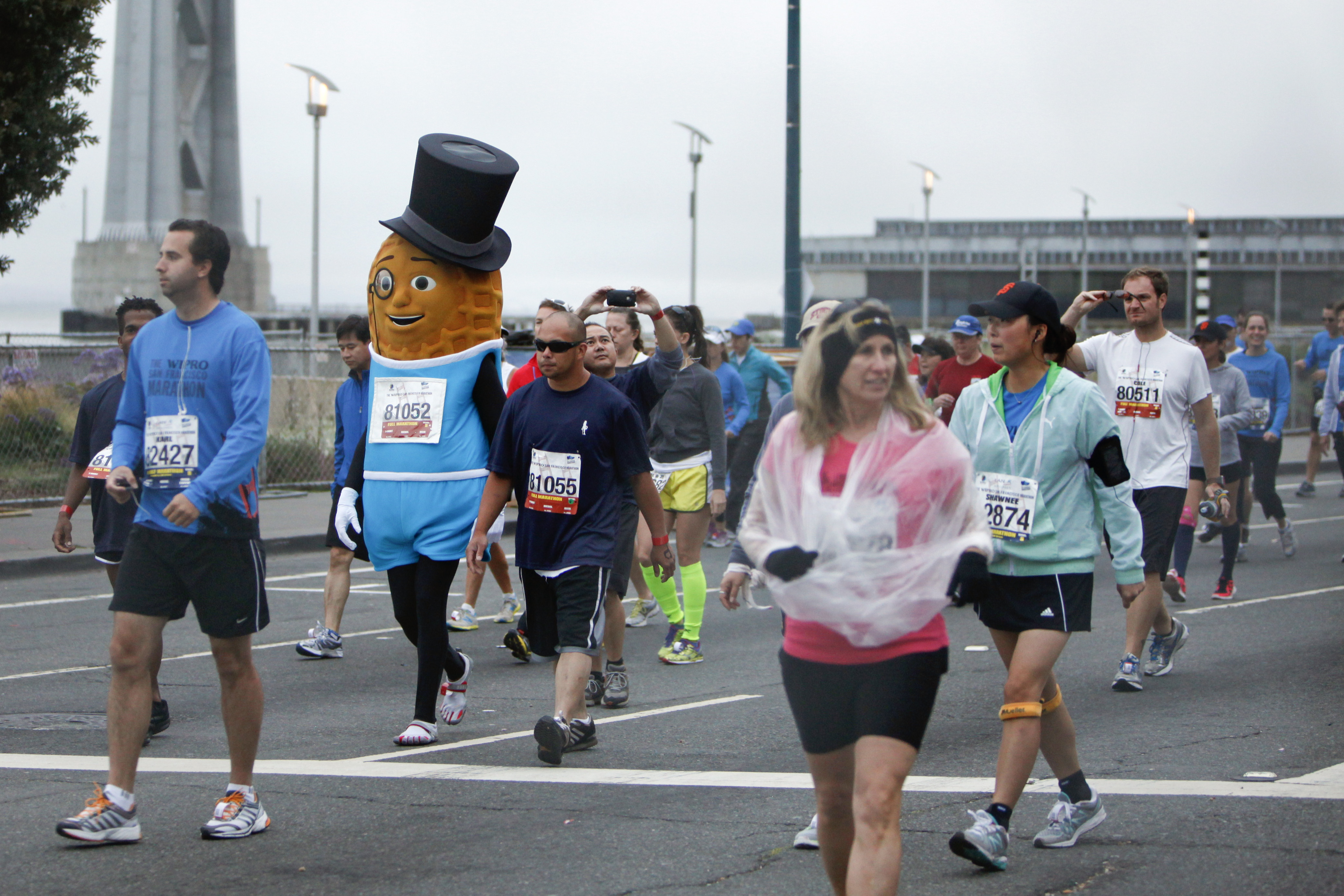Mr. Peanut runs in his first marathon at the Wipro...
