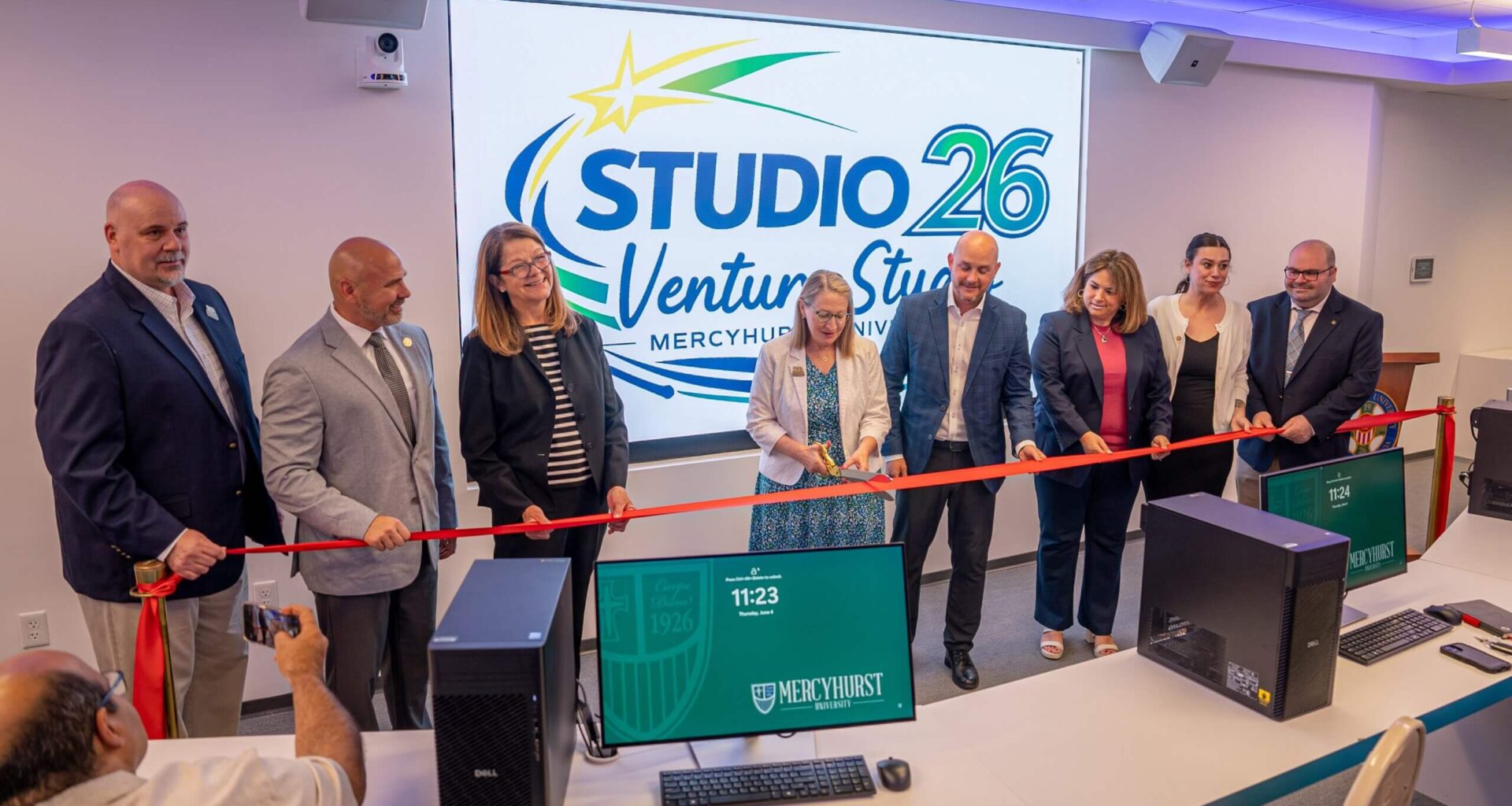 Ceremonial ribbon cutting on Mercyhurst University’s Venture Studio