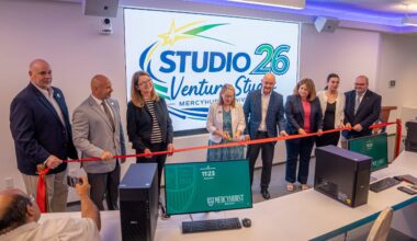 Ceremonial ribbon cutting on Mercyhurst University’s Venture Studio