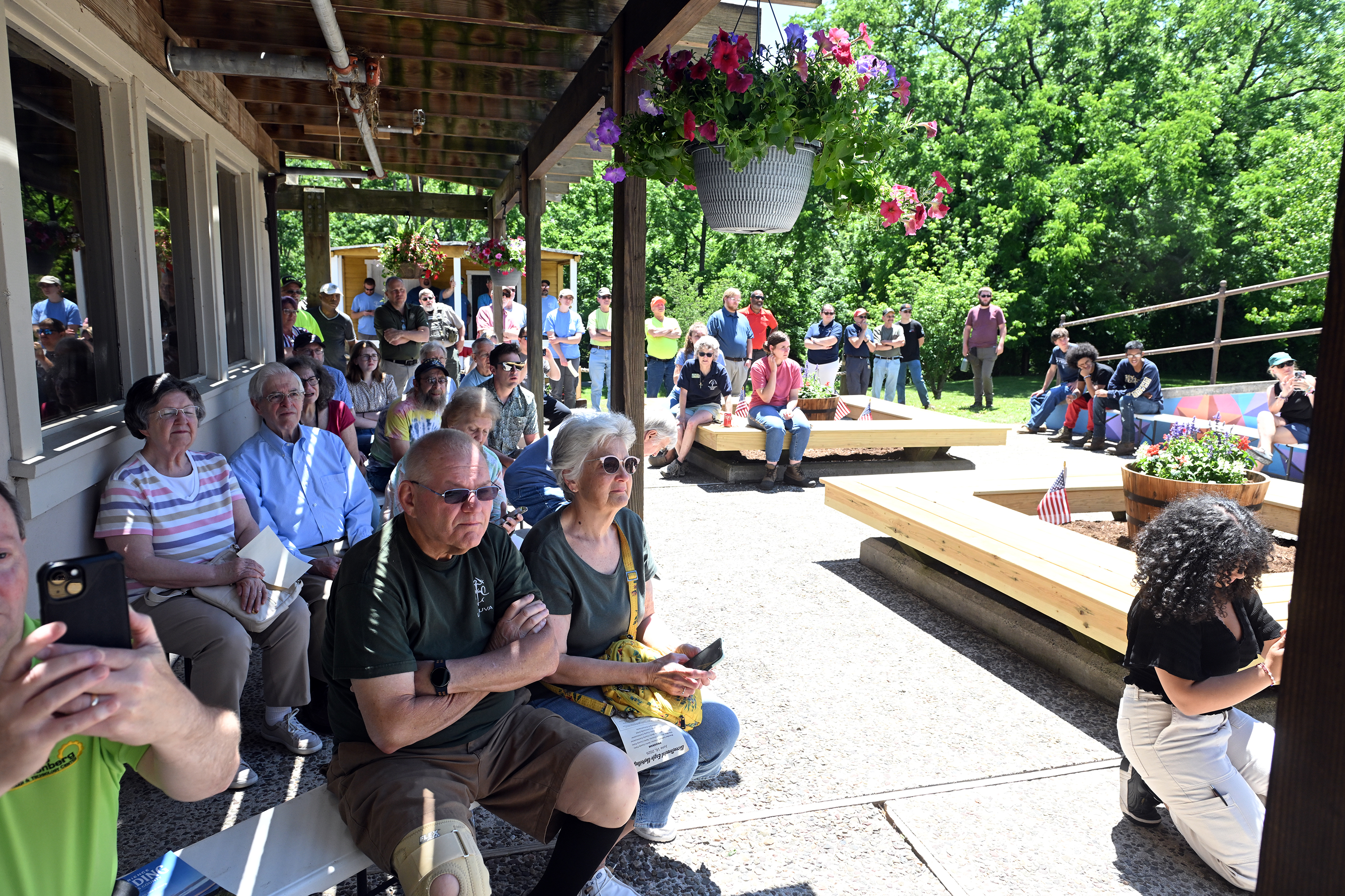 Guests watch as the Bicentennial Eagle sculpture created in 1976...