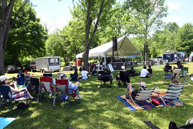 Rio Bossa entertains in the shad during the Spring Fiesta at Jim Dietrich Park in Muhlenberg Township on Saturday, June 13, 2026. (BILL UHRICH/READING EAGLE)