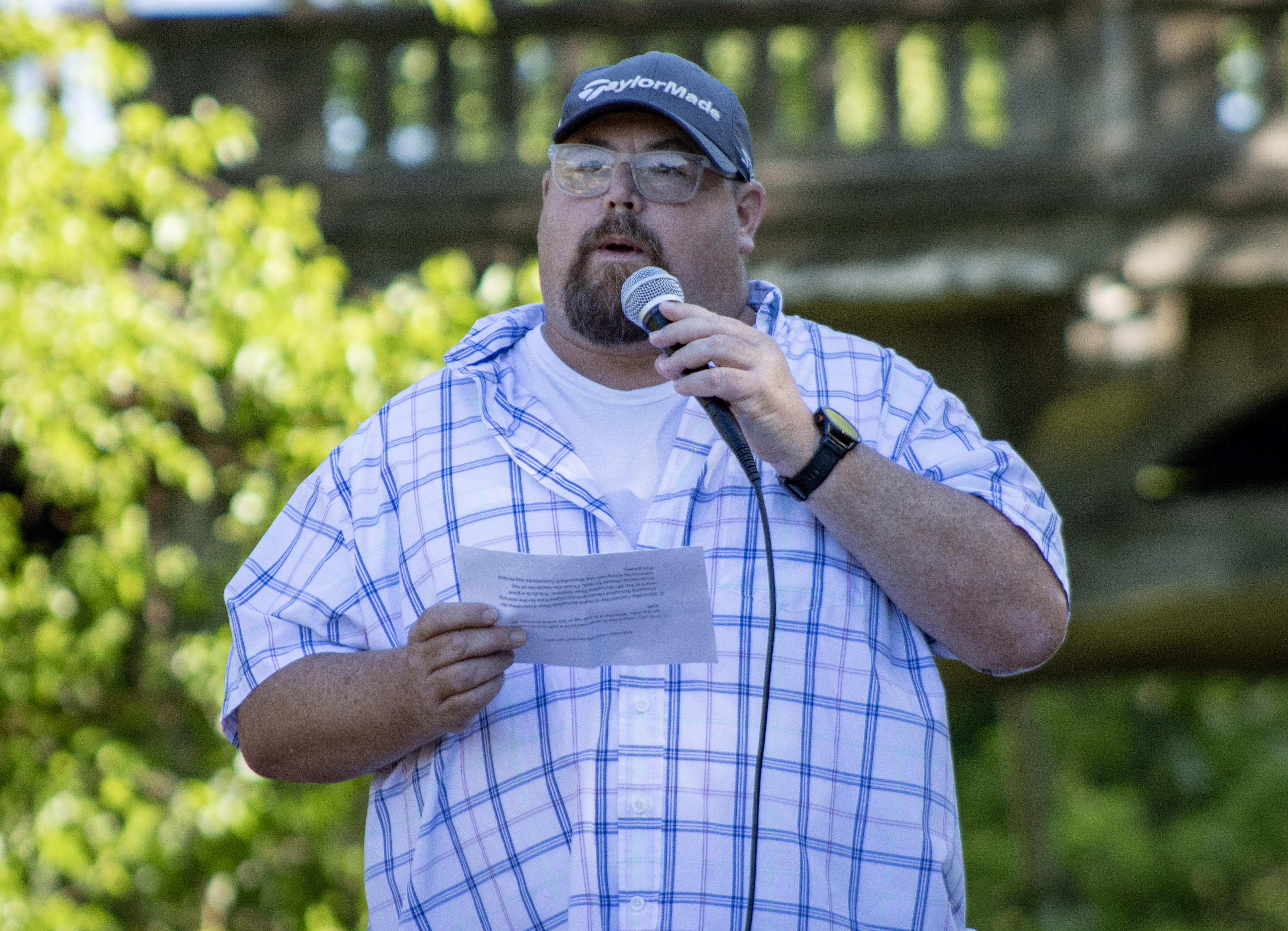 Schuylkill Haven Mayor John Williams welcomes paddlers during the Schuylkill...
