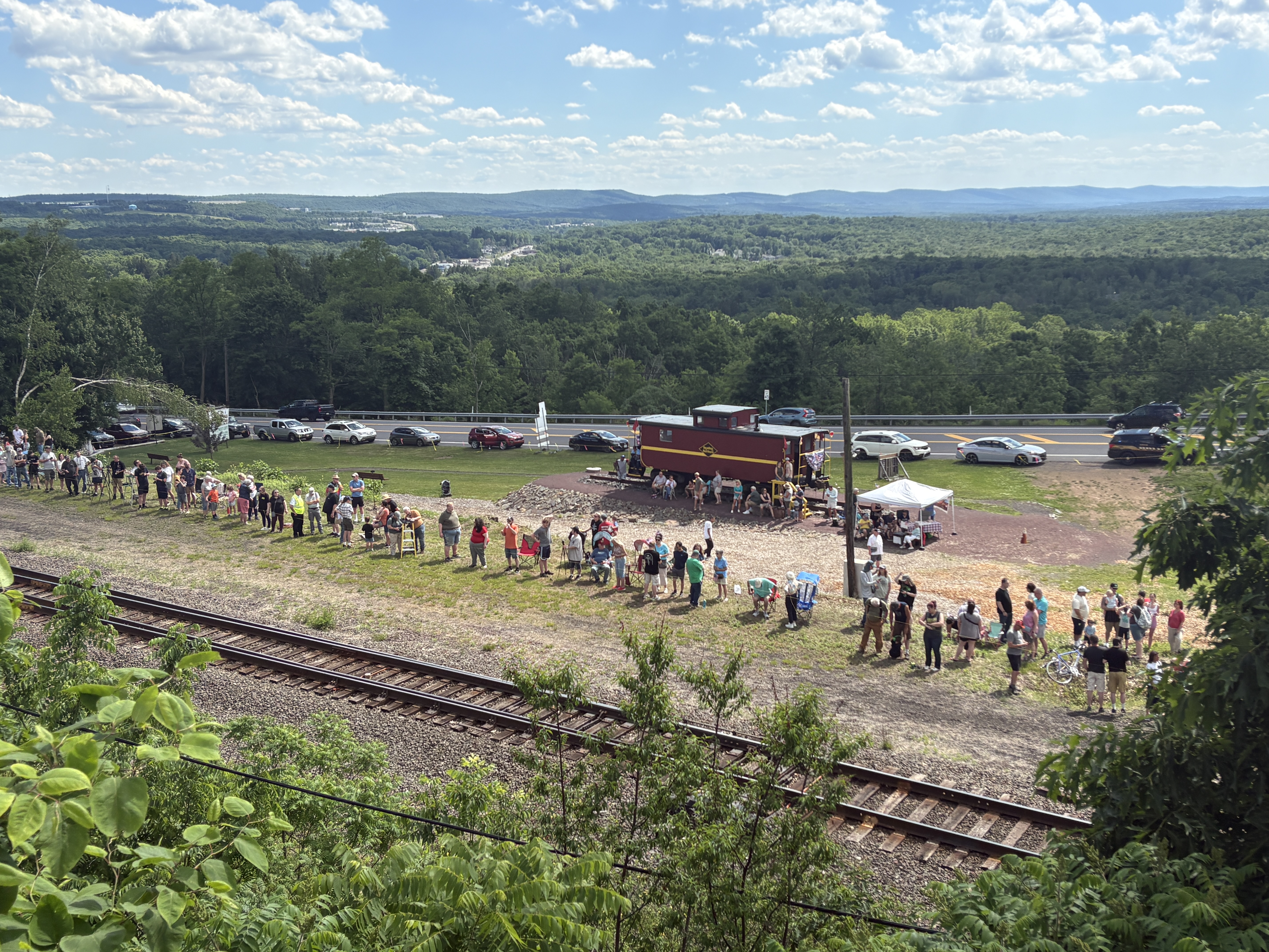 Residents line up to await the arrival of the Big...