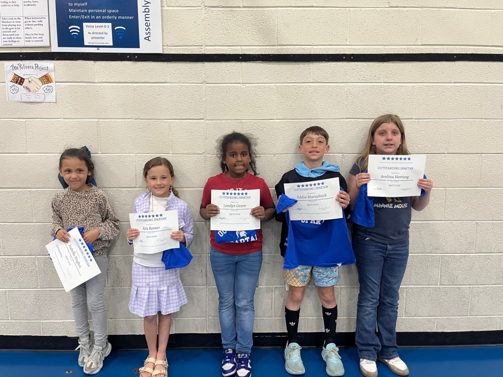 Mid Valley Elementary Center recognizes Outstanding Spartans for April