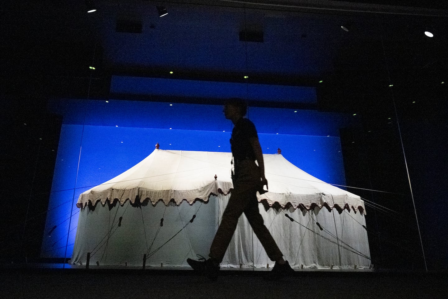 A  fragment of Washington's tent is displayed Wednesday, July 10, 2024, at the Museum of the American Revolution in Philadelphia.