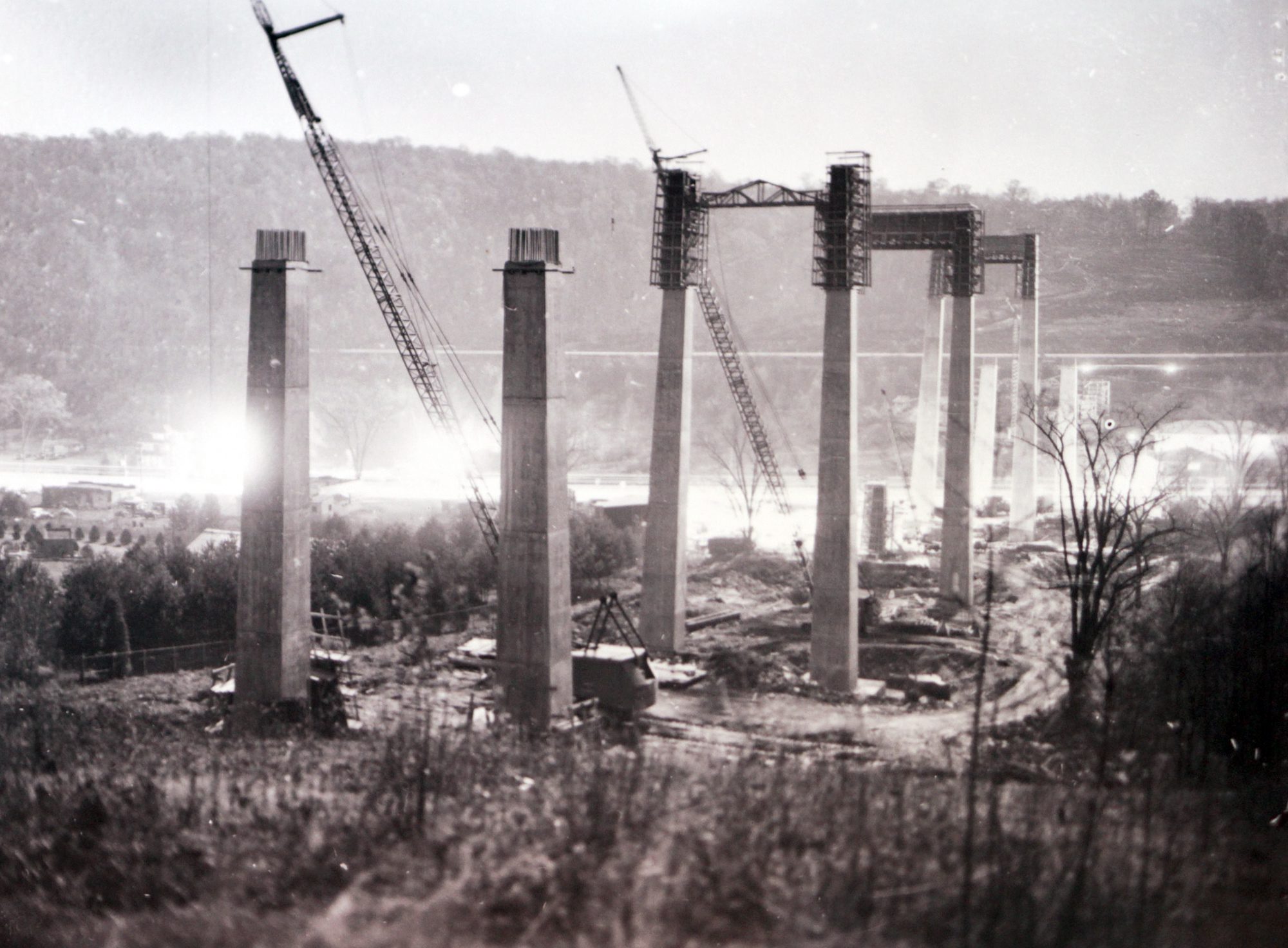 Construction of the Northeast Extention of the Pennsylvania Turnpike bridge...