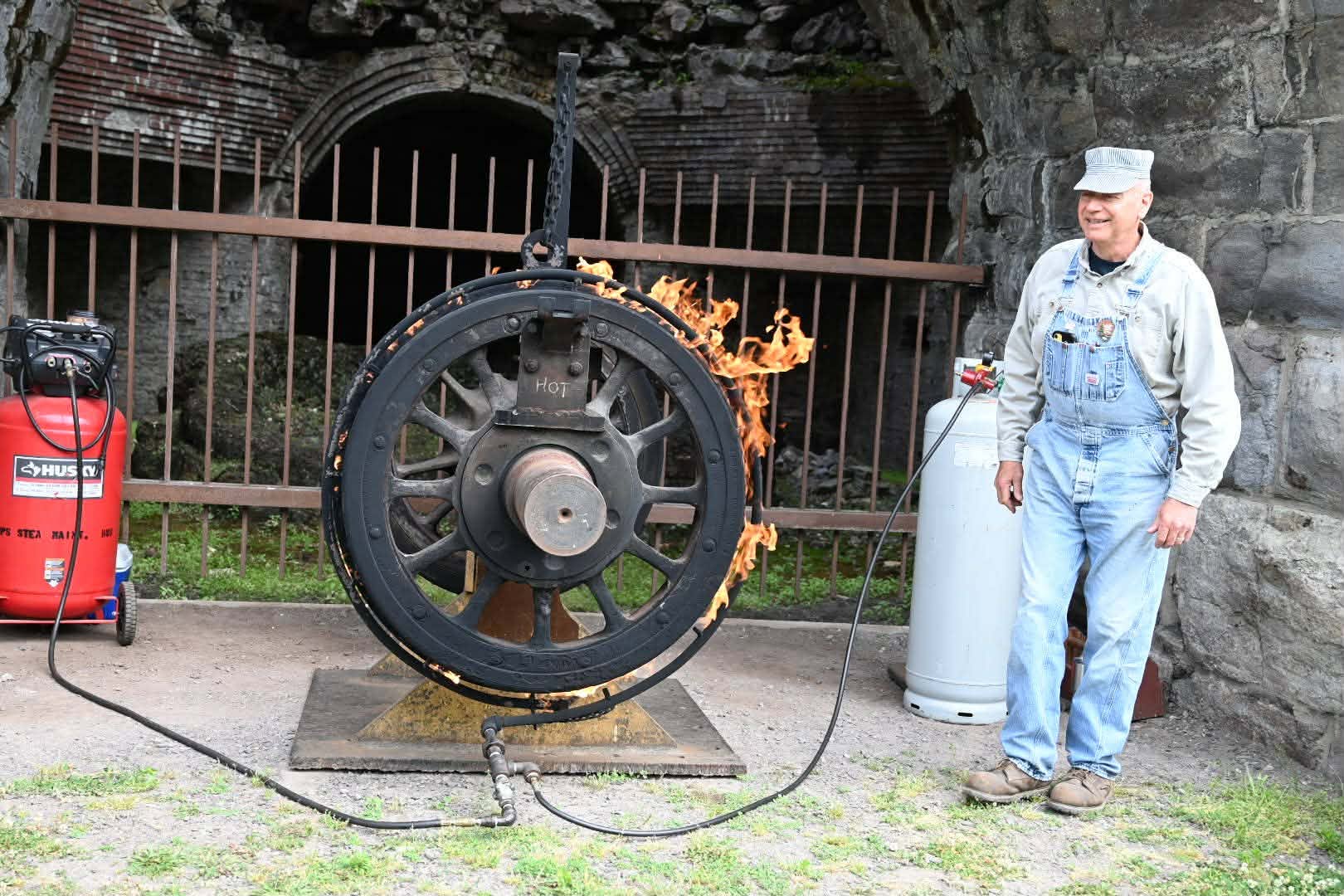 Steamtown exhibit specialist John Bibalo shows the ring of fire...