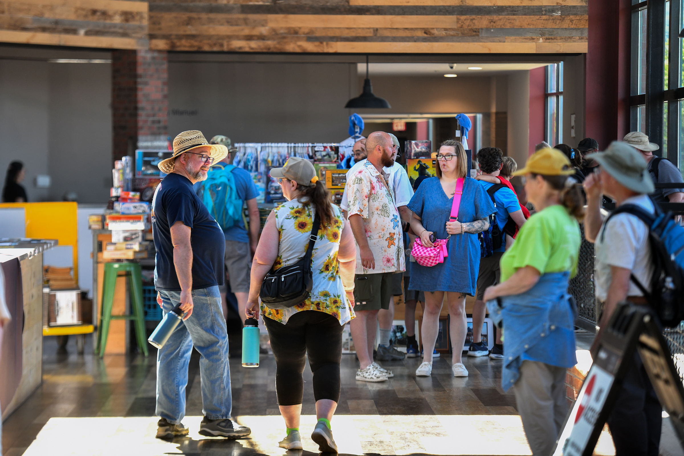 People walk through the second floor at The Marketplace at...