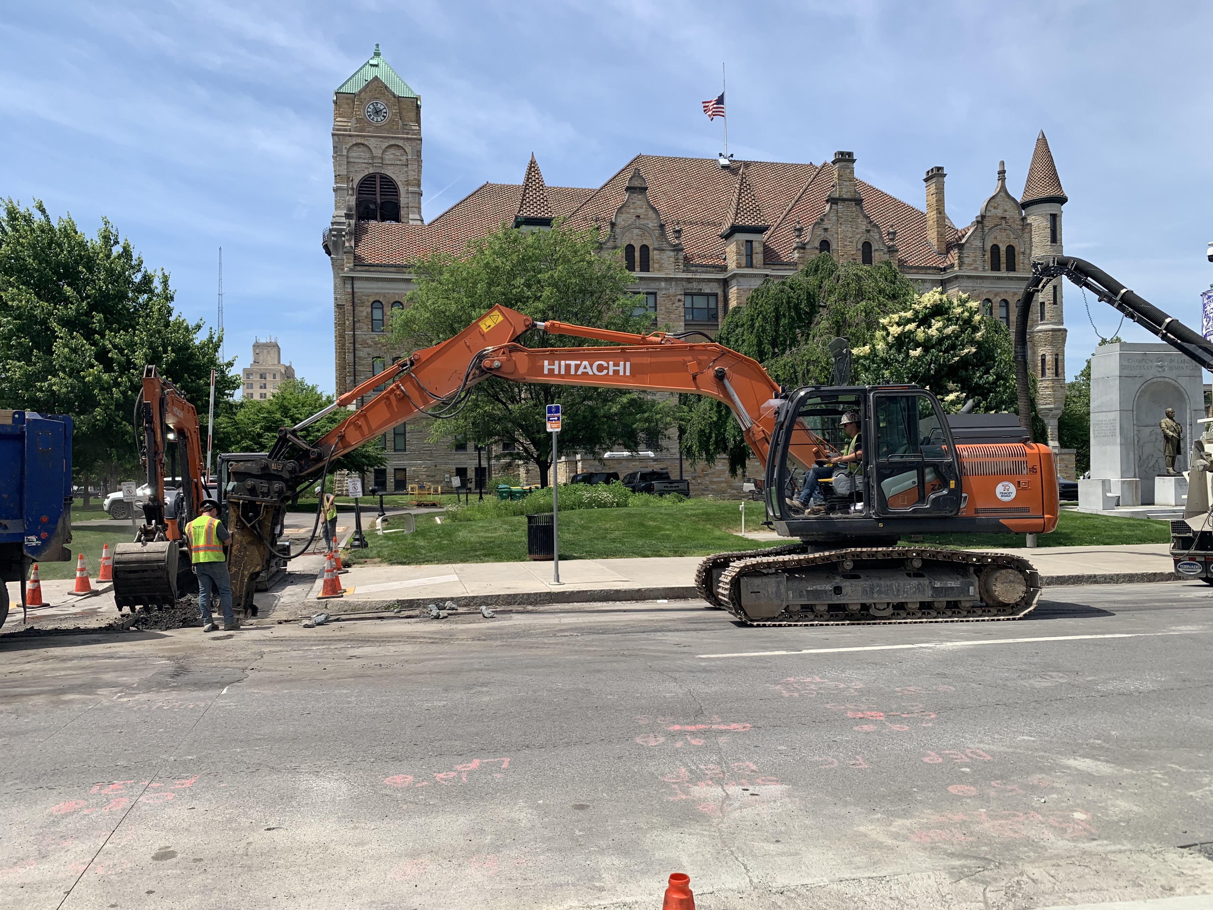 Scranton streetscape work in the 200 block of Adams Avenue...
