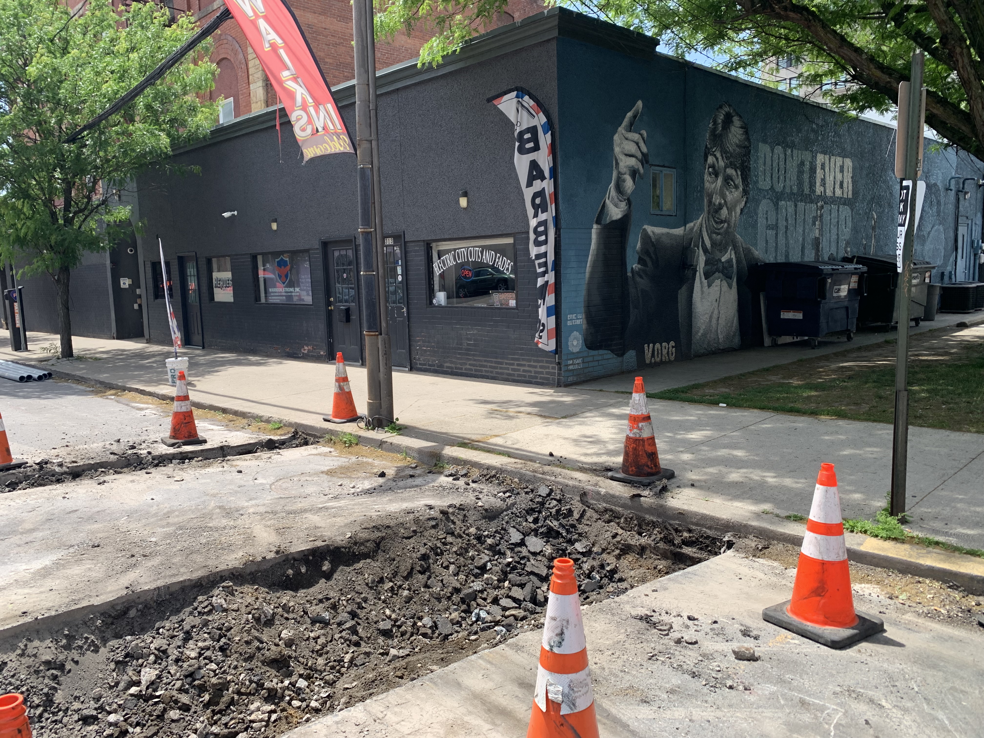 Scranton streetscape work in the 300 block of Adams Avenue...