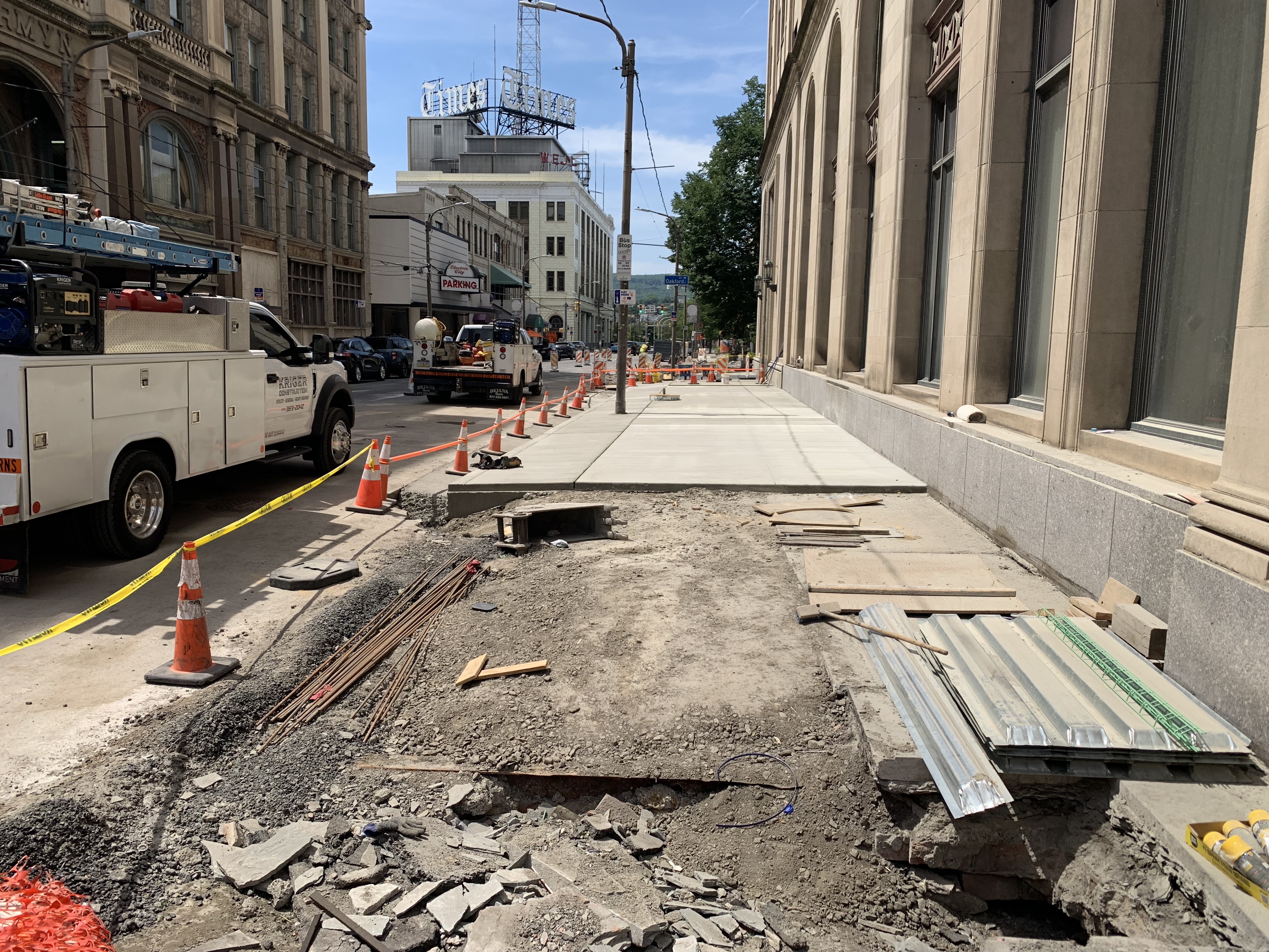 Scranton streetscape work on Biden Street along the Bank Towers...