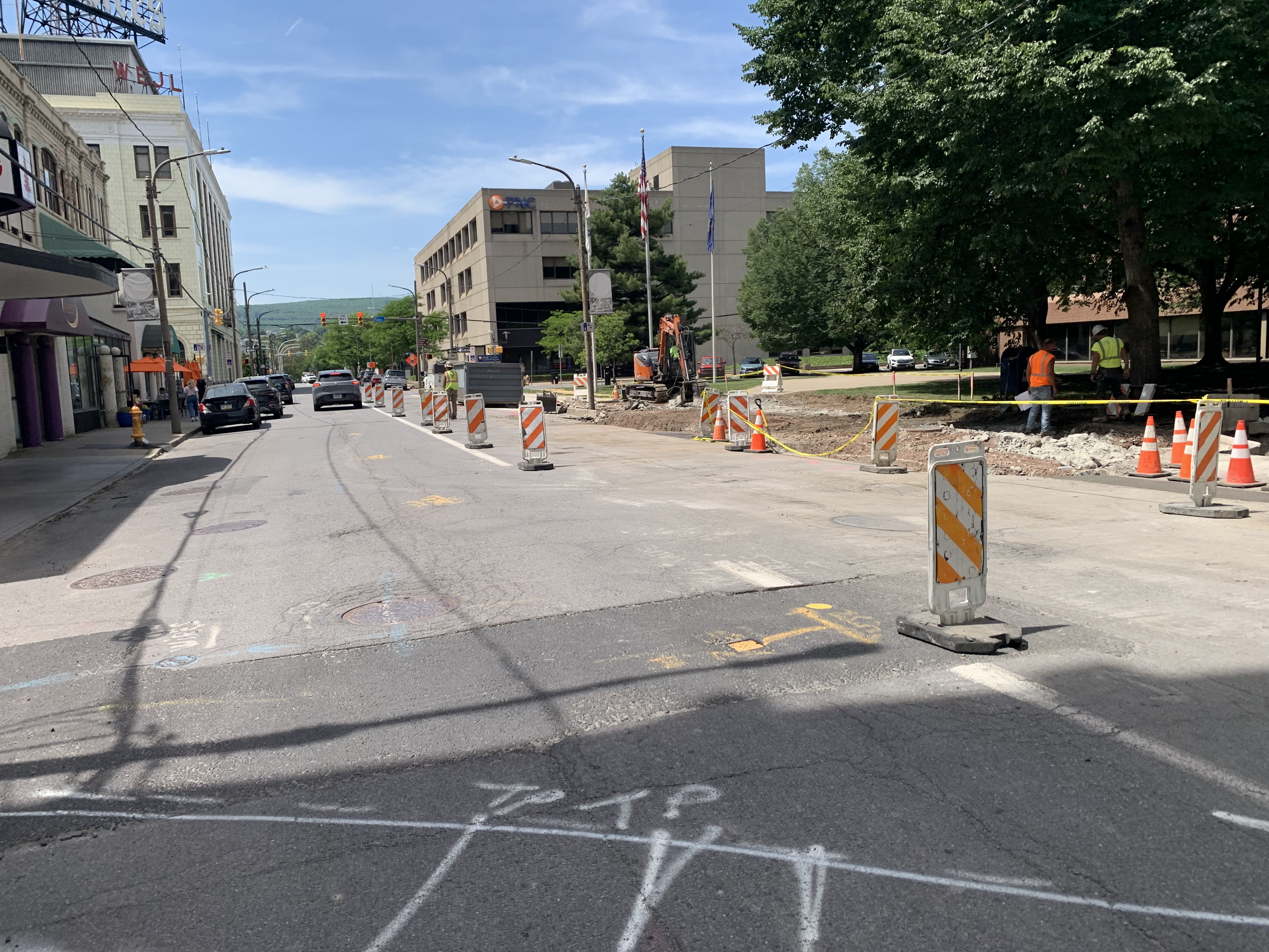 Scranton streetscape work on Biden Street across from the Electric...